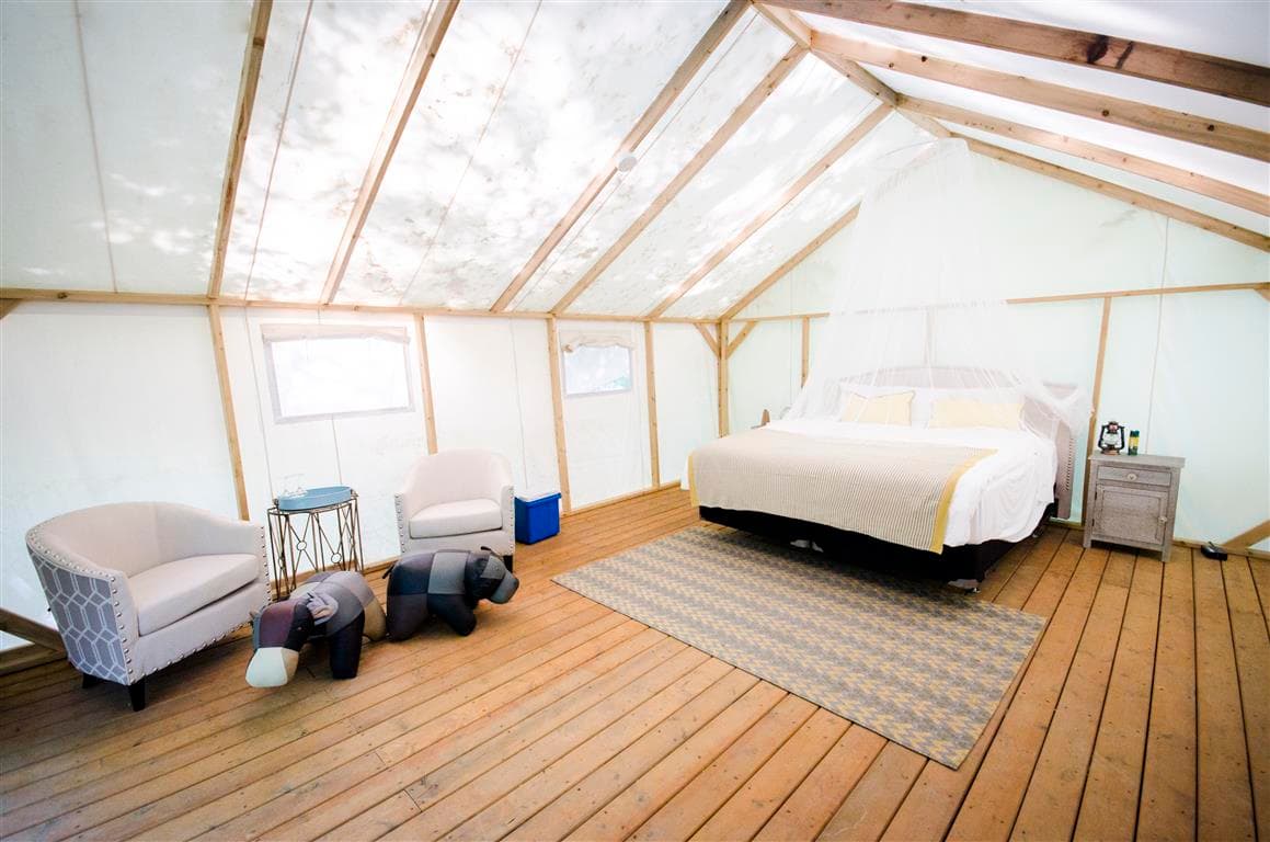 Tent interior at Rock Ridge