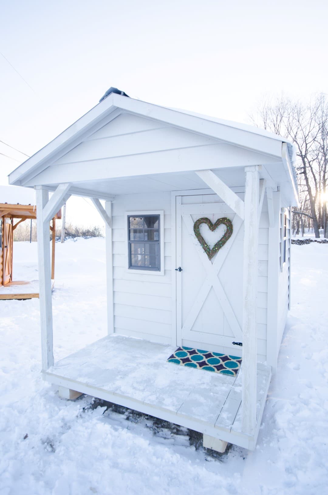 Tiny home cabin in winter